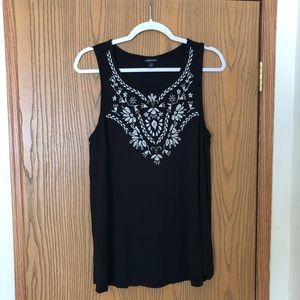 Torrid Black Knit Tank Top Embroidered Soft Blouse